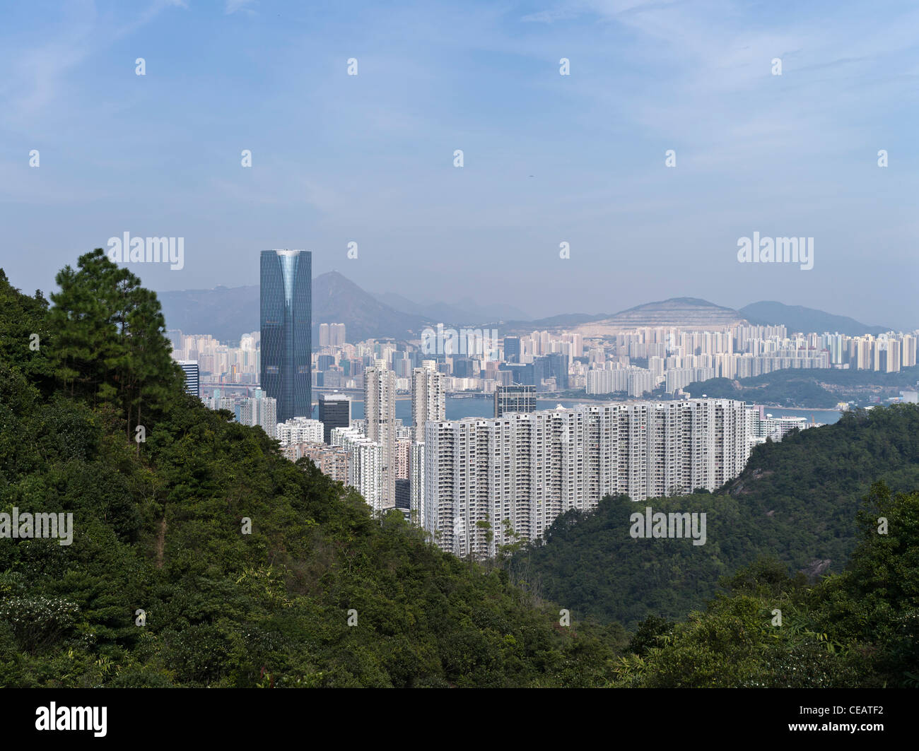 Dh Quarry Bay Hong Kong per un isola ad est ed alto edifico Kornhill e abitazioni private station wagon Foto Stock