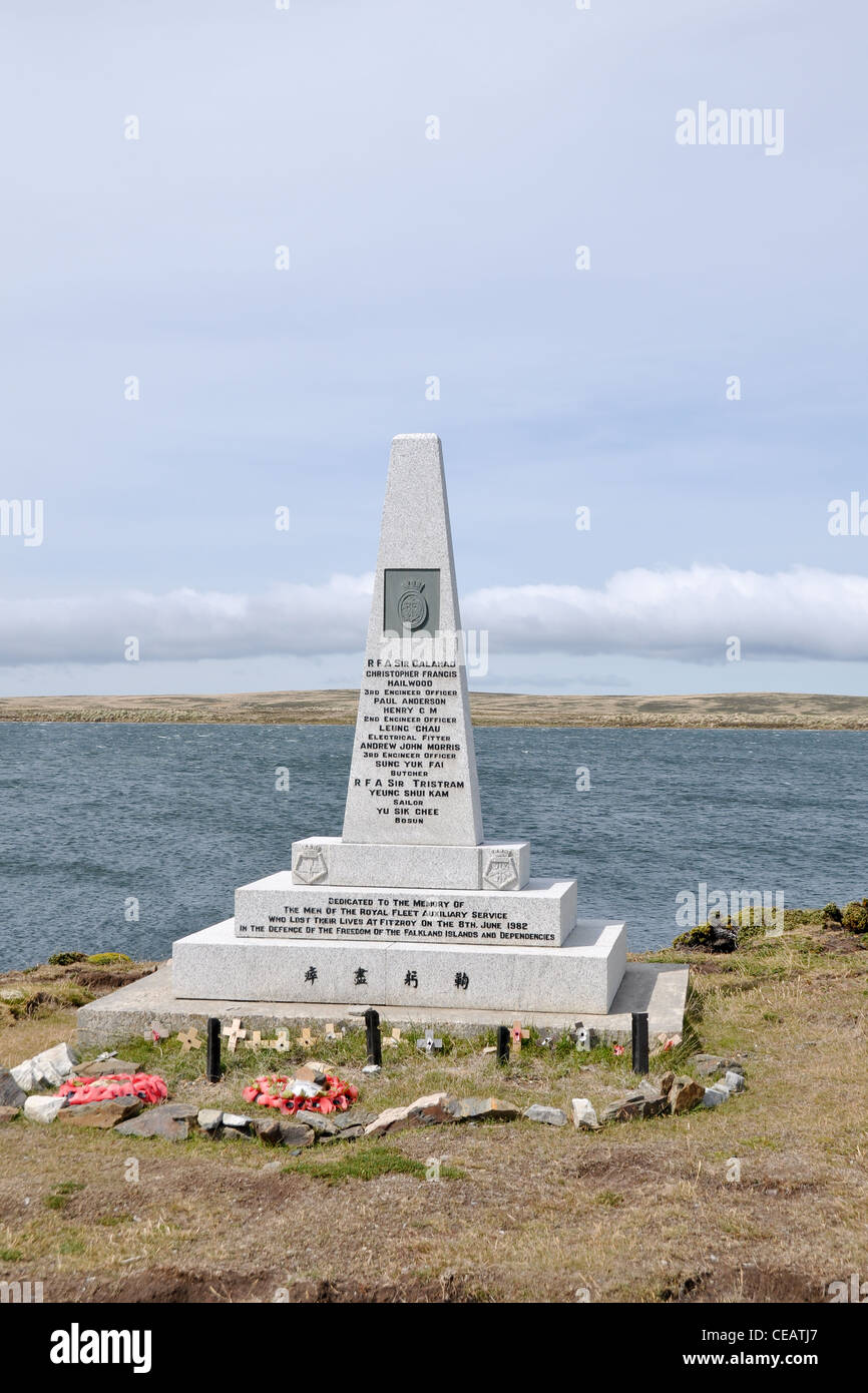 Royal Fleet memorial ausiliario per il Sir Galahad e Sir Tristram, Isole Falkland Foto Stock