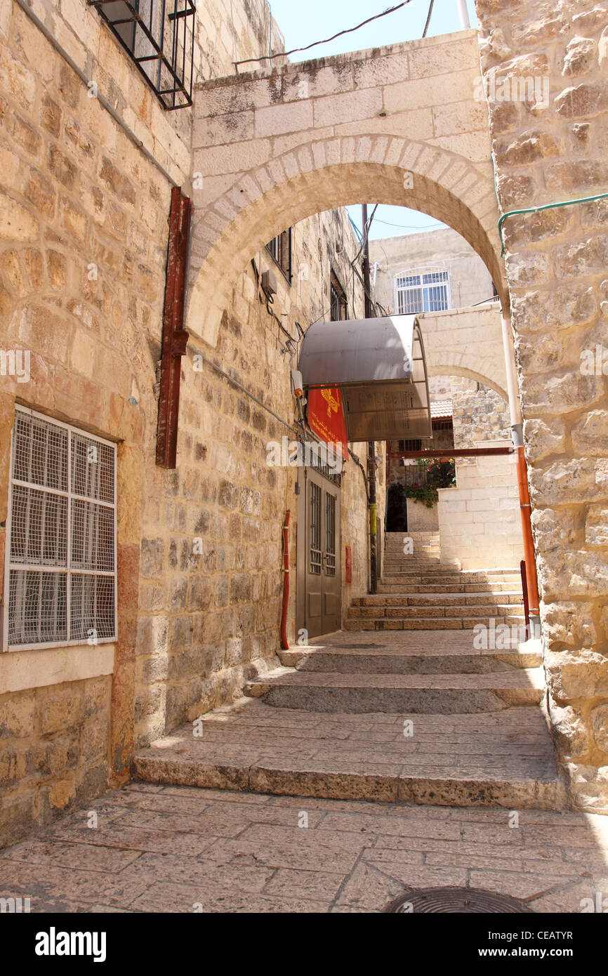 Antico Vicolo del quartiere ebraico di Gerusalemme Foto Stock