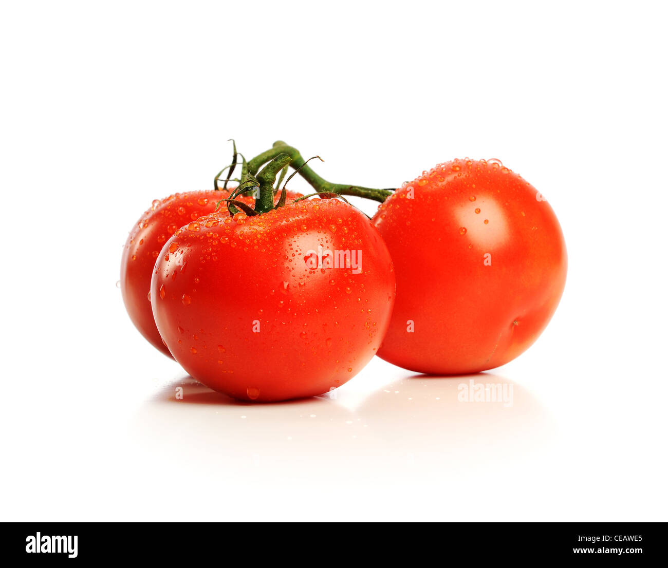 Pomodori rossi isolato su uno sfondo bianco Foto Stock