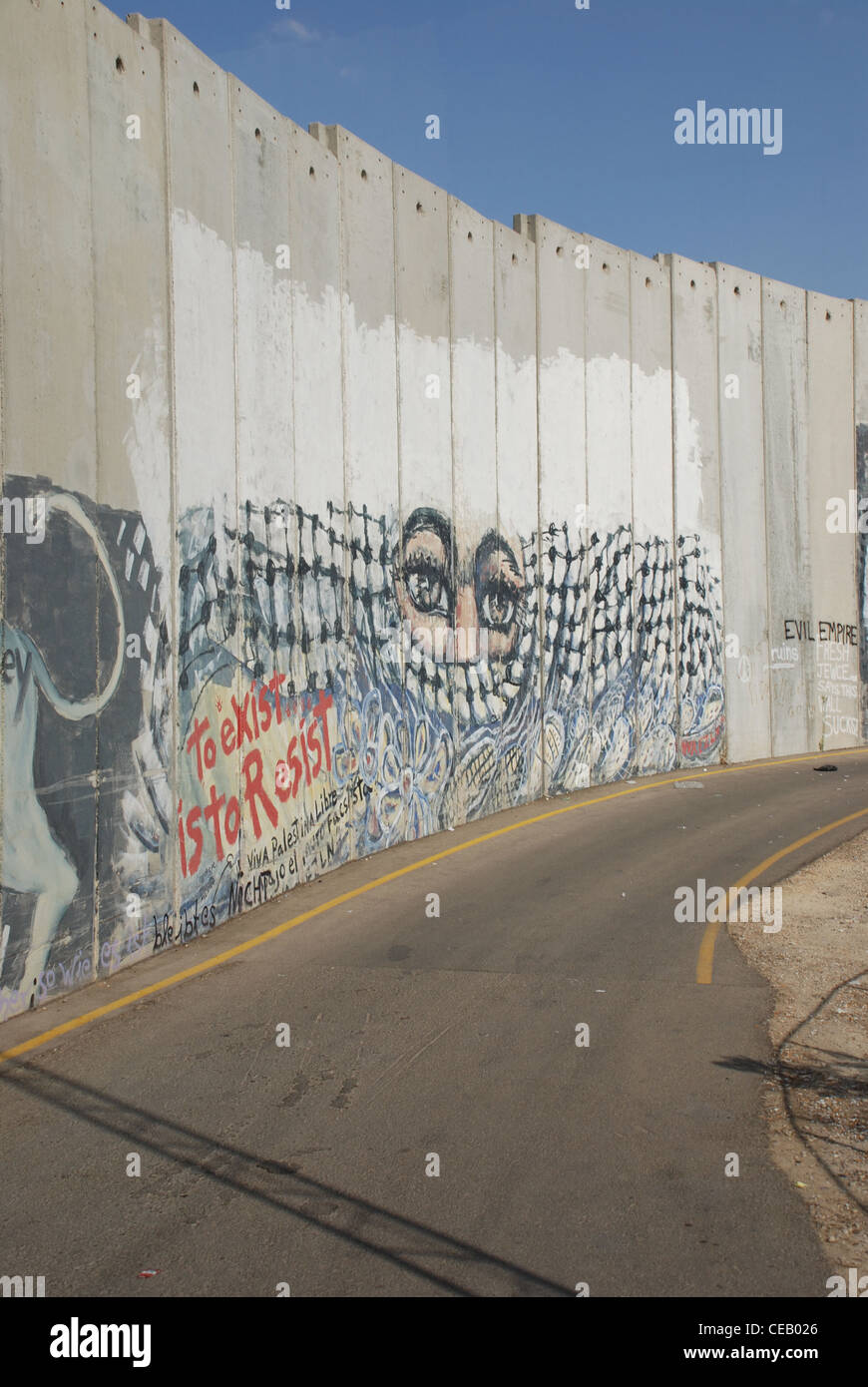 Muro di confine tra Israele e Palestina a Betlemme Foto Stock