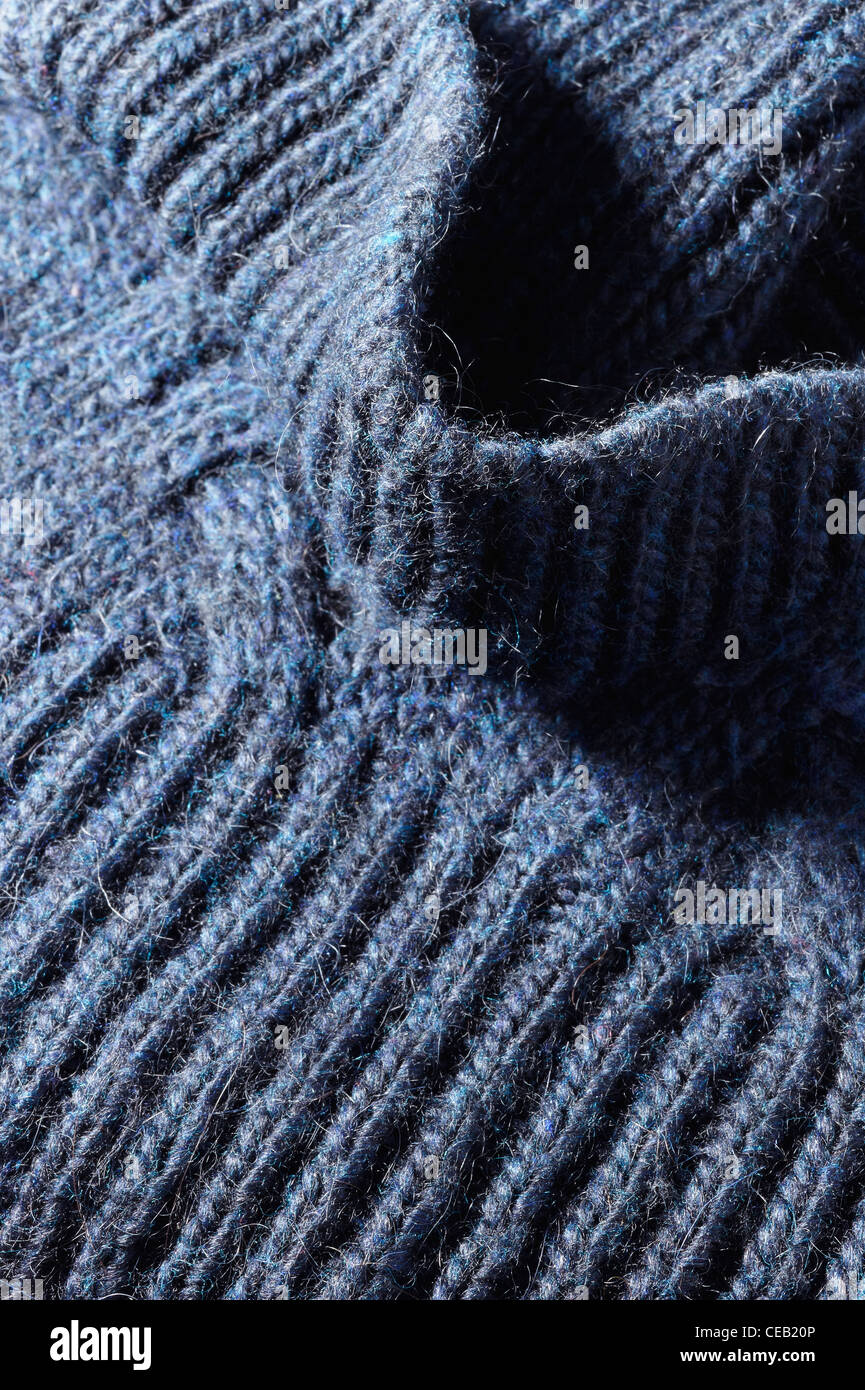 Dettaglio di un maglione blu. Foto Stock