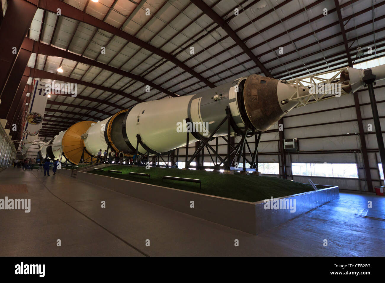Saturn V razzo al Johnson Space Center in Texas. Foto Stock