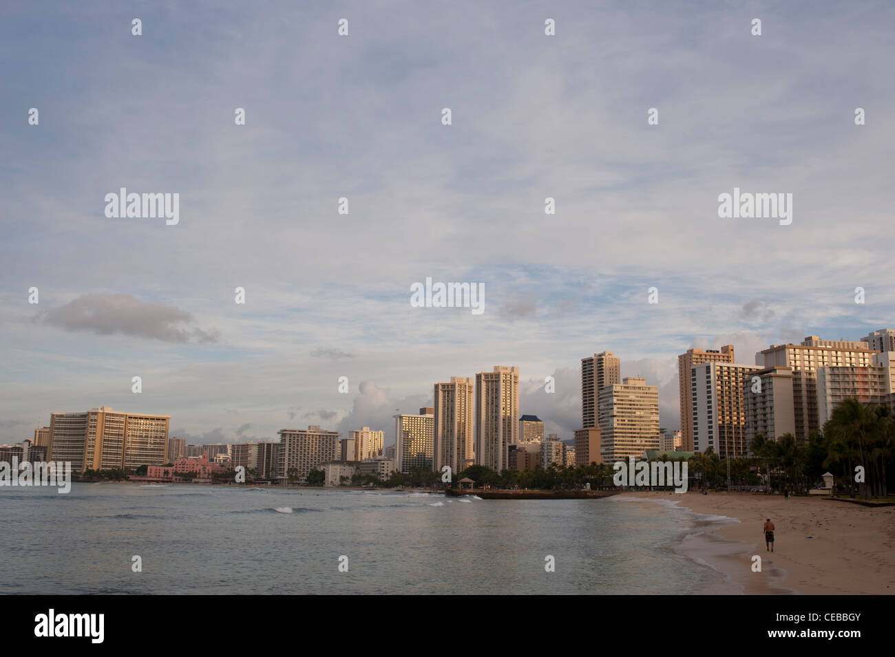La spiaggia di Waikiki di Oahu, Hawaii Foto Stock