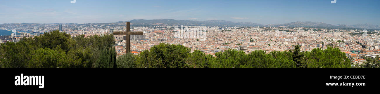 Vista panoramica di Marsiglia da Notre Dame de la Garde Foto Stock