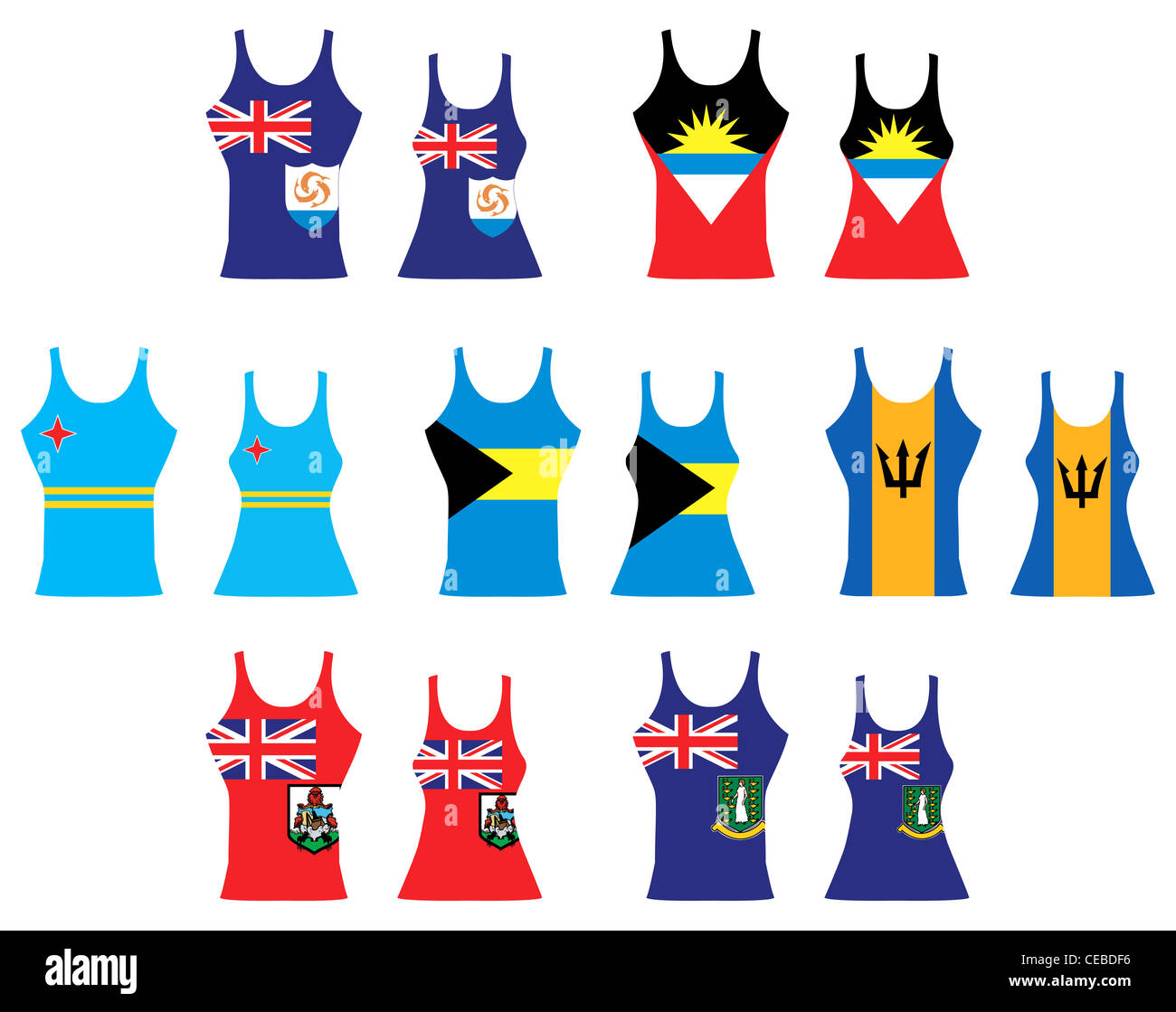 Vettore di llustration Caraibi Canotte per uomini e donne. Foto Stock