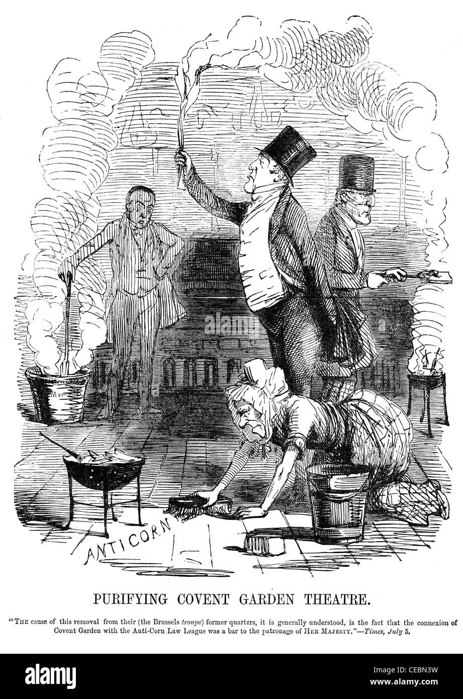 Punch Cartoon 1845: purificare Covent Garden Theatre Foto Stock