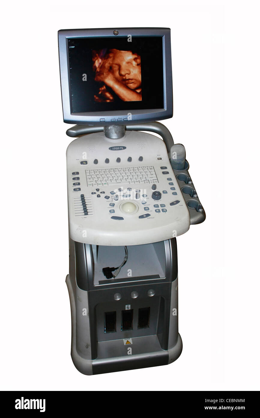 Scansione ad ultrasuoni macchina isolato in uno sfondo bianco Foto Stock