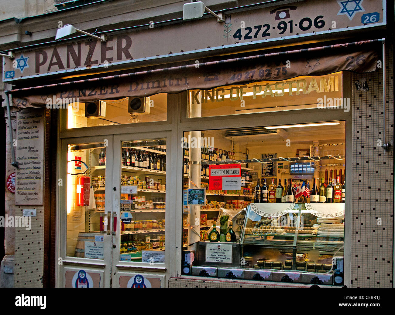 Marais Quartiere Ebraico Parigi Panzer re di Pastrami Panzer Ashkenazi comunità migliori deli Ebreo Francia Foto Stock