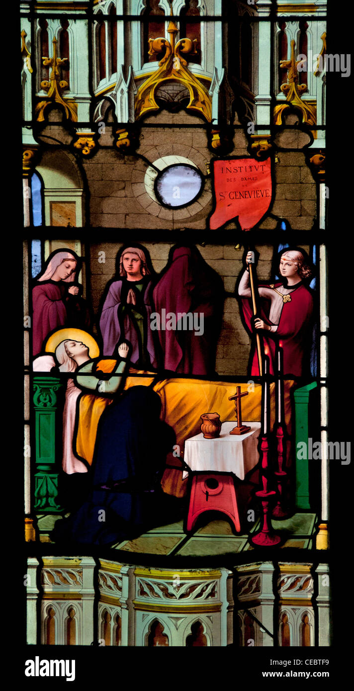 Vetrata di Saint Etienne du Mont è una chiesa in Parigi Francia Foto Stock