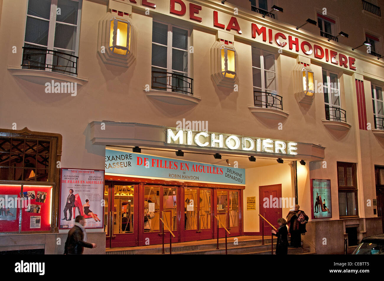 La Michodiere teatro e spettacolo Rue De La Michodiere Parigi Francia - Francese Foto Stock