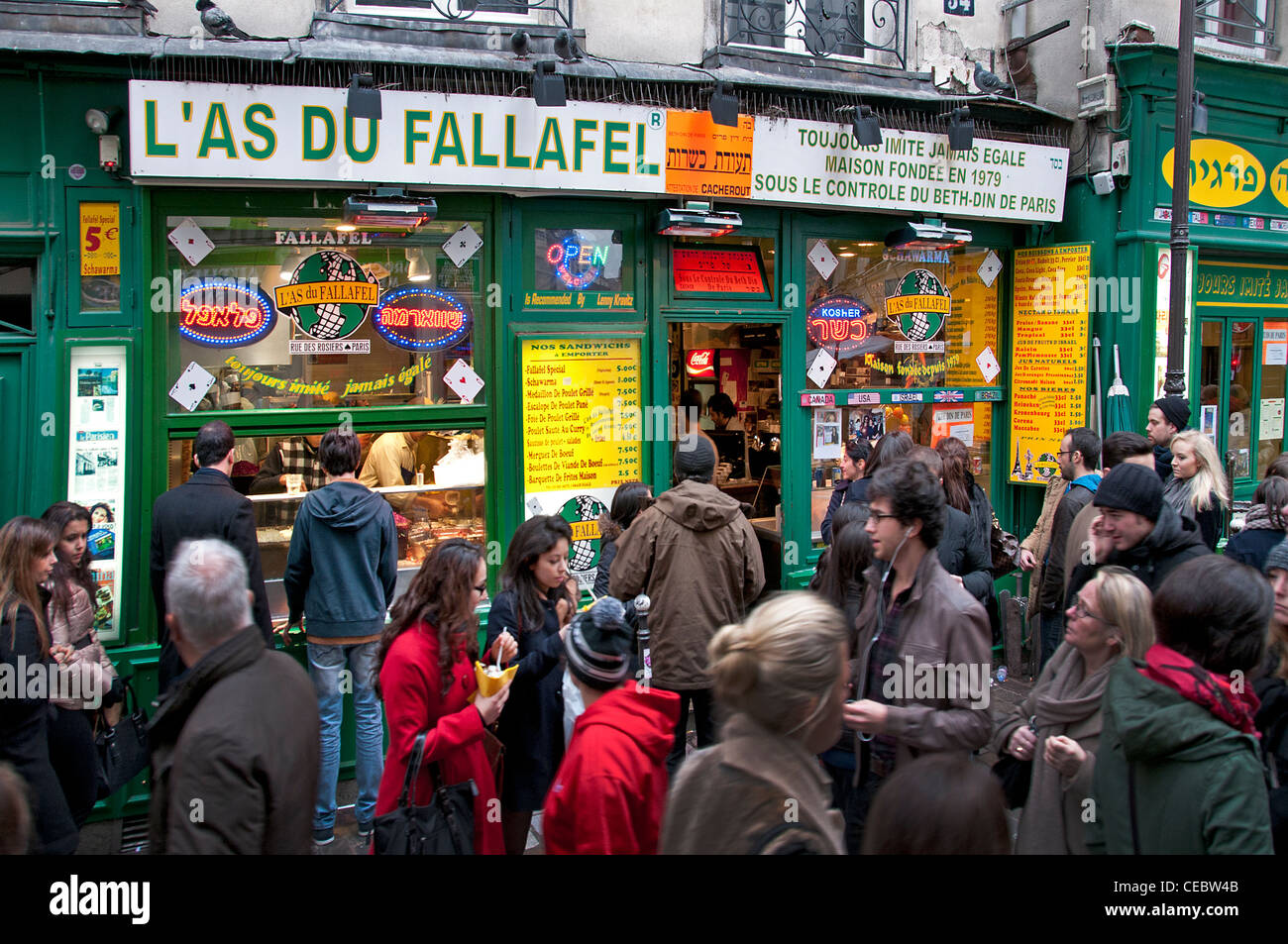 Lás du Fallafel è famoso in Israele per la sua falafel ebrei ristorante ebraico Marais Parigi Francia Foto Stock