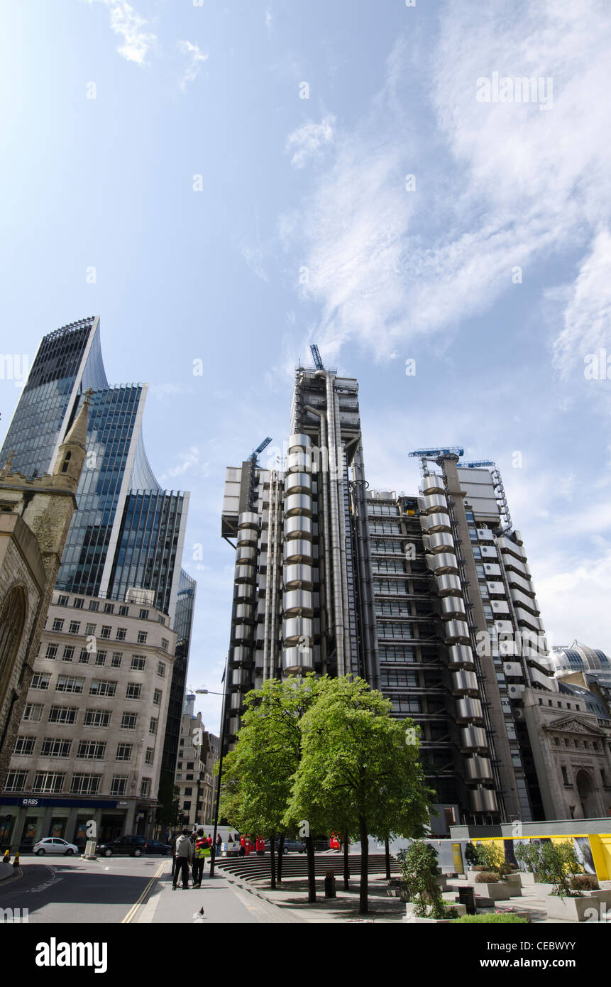 Lloyds palazzo visto da Leadenhall street 'l'interno edificio" 1 Lime Street City di Londra Uk architetto: Richard Rogers Foto Stock