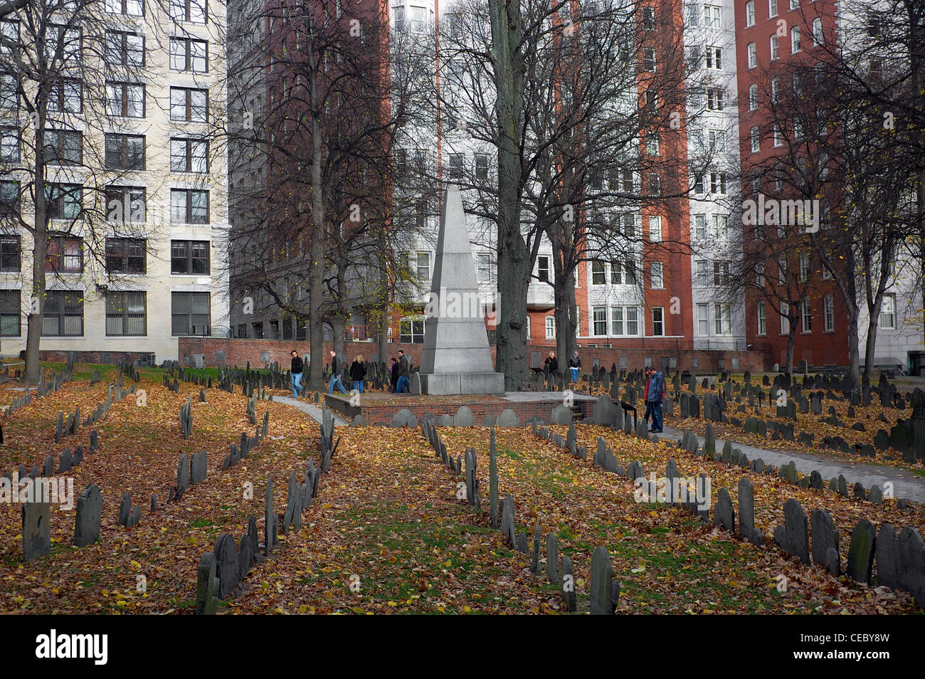 Il granaio di terra di seppellimento, istituito nel 1660, Boston, Massachusetts Foto Stock