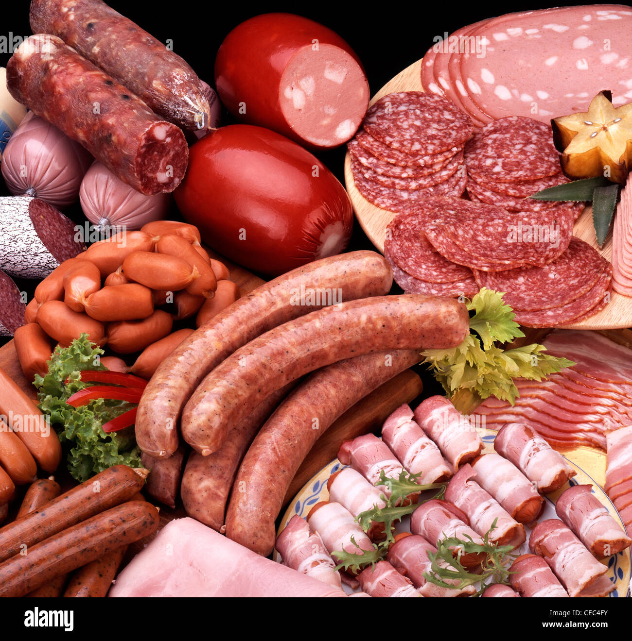 Assortimento di salumi Foto Stock