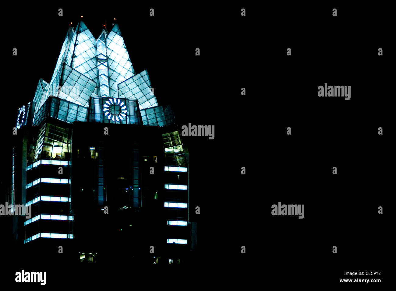Frost Torre della banca in Austin TX USA di notte Foto Stock