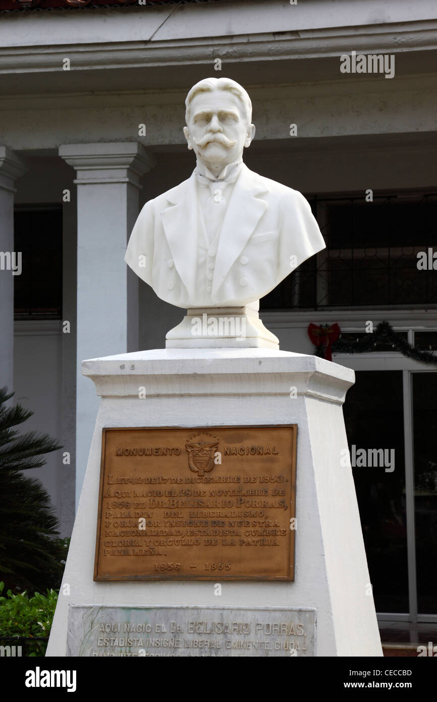 Busto di ex presidente Belisario Porras , Las Tablas , penisola di Azuero , Panama Foto Stock