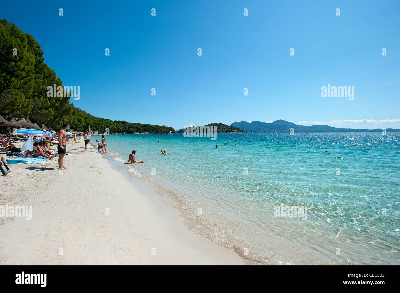 Spiaggia principale di Formentor, Cala Pi de sa Posada, Maiorca, Spagna Foto Stock