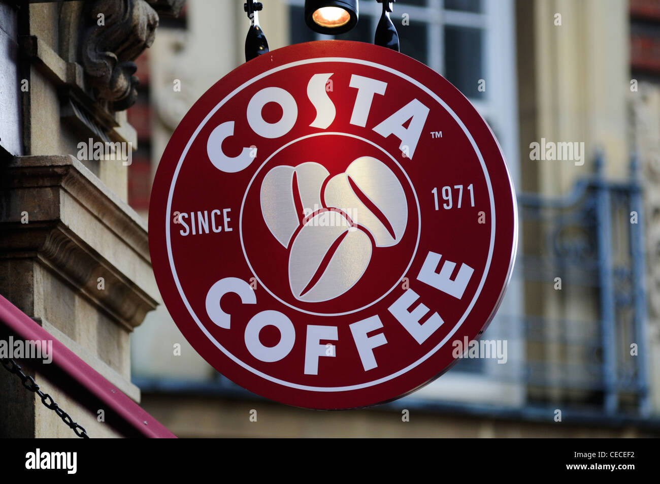 Costa Coffee segno, Cambridge, Inghilterra, Regno Unito Foto Stock