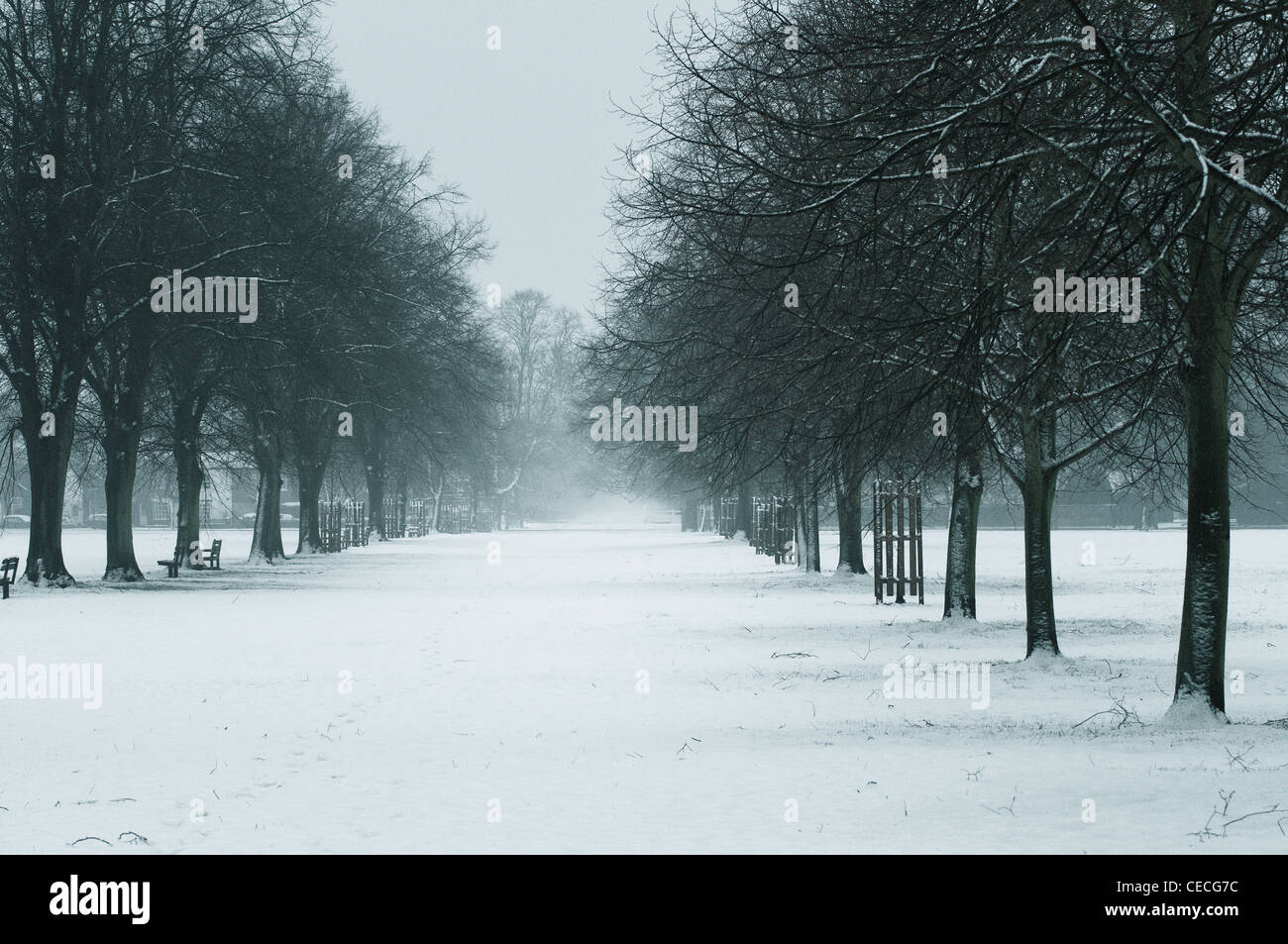 Coperta di neve alley,Richmond,Surrey, Regno Unito Foto Stock