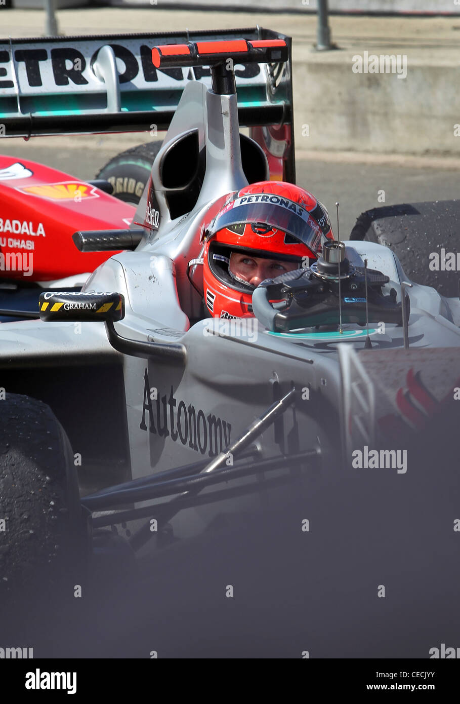 Michael Schumacher al British Formula One Grand Prix Foto Stock