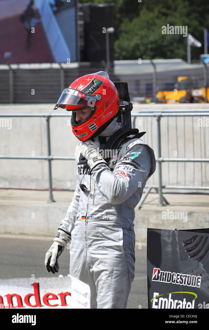 Michael Schumacher al British Formula One Grand Prix Foto Stock