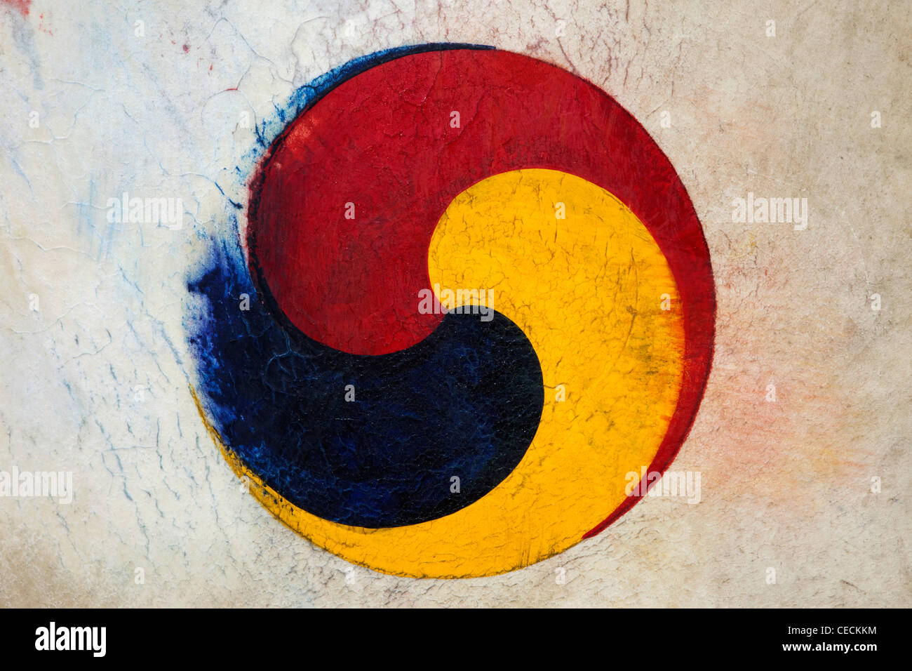 Il coreano Taegueuk simbolo (Yin e Yang) sul tamburo gigante, Corea Foto Stock