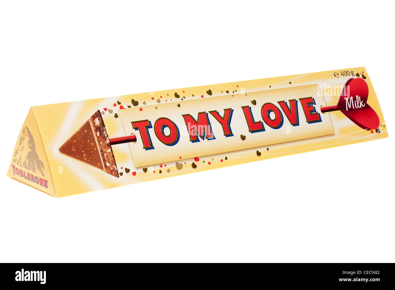 400 grammo Toblerone Valentine al mio amore il cioccolato al latte bar Foto Stock