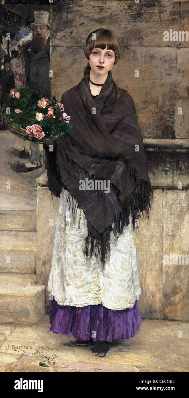 Jules Bastien-Lepage fiore-venditore in london 1882 secolo XIX Foto Stock