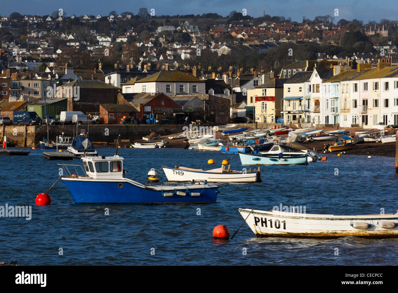 Barche nel porto di Teignmouth, Devon. Foto Stock