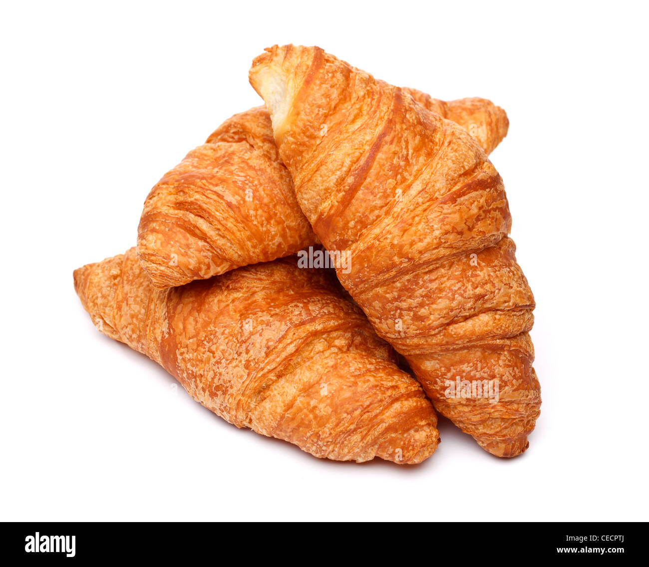 I croissant su sfondo bianco Foto Stock