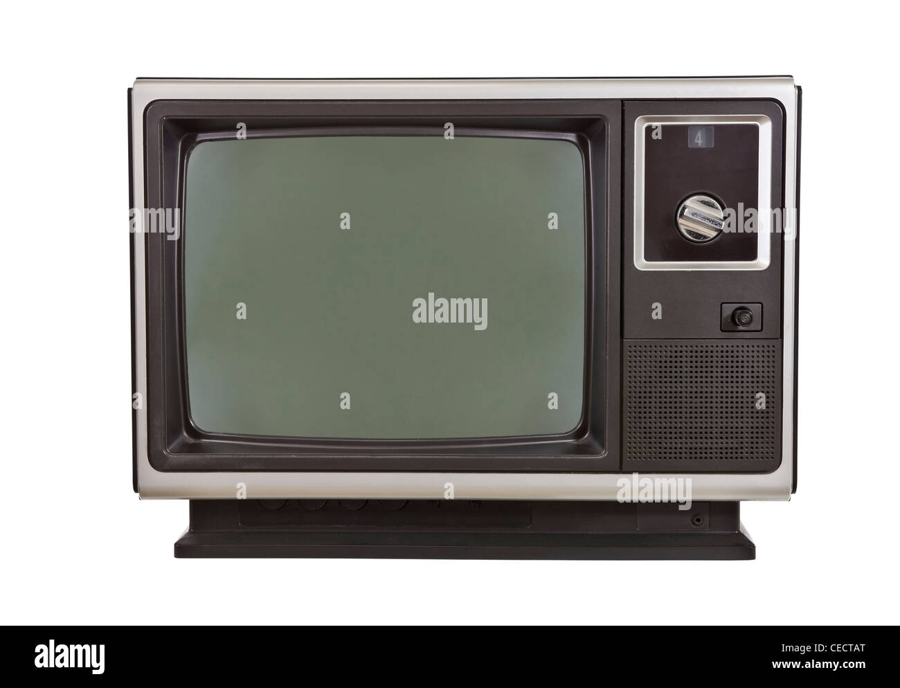 TV Vintage dagli anni settanta, isolato su bianco. Foto Stock