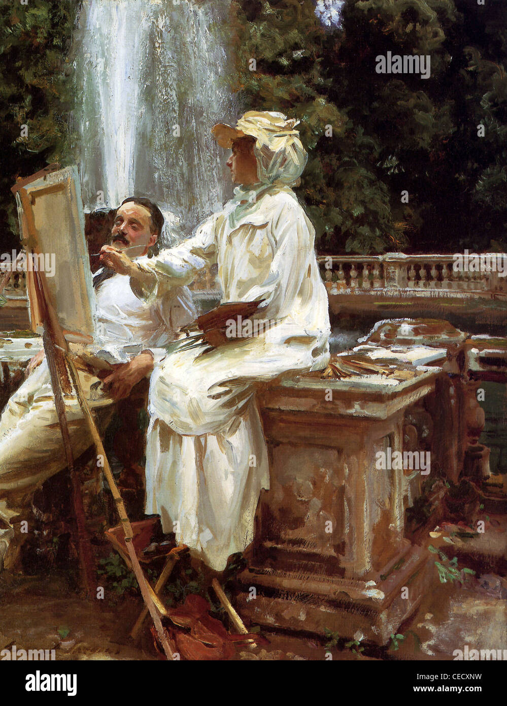John Singer Sargent La Fontana - Villa Torlonia a Frascati, Italia secolo XIX Foto Stock