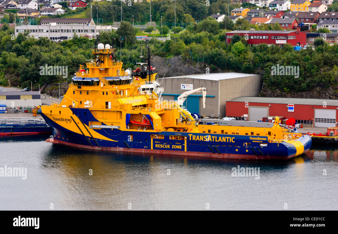 Alimentazione offshore Nave nel porto di Stavanger, Norvegia Foto Stock
