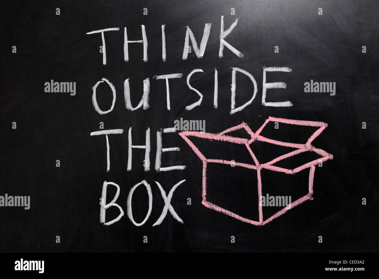 Chalk disegno - Nozione di "pensare al di fuori del box' Foto Stock