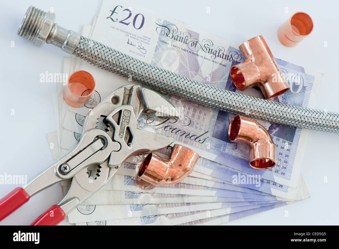 Il plumbing per contanti Foto Stock