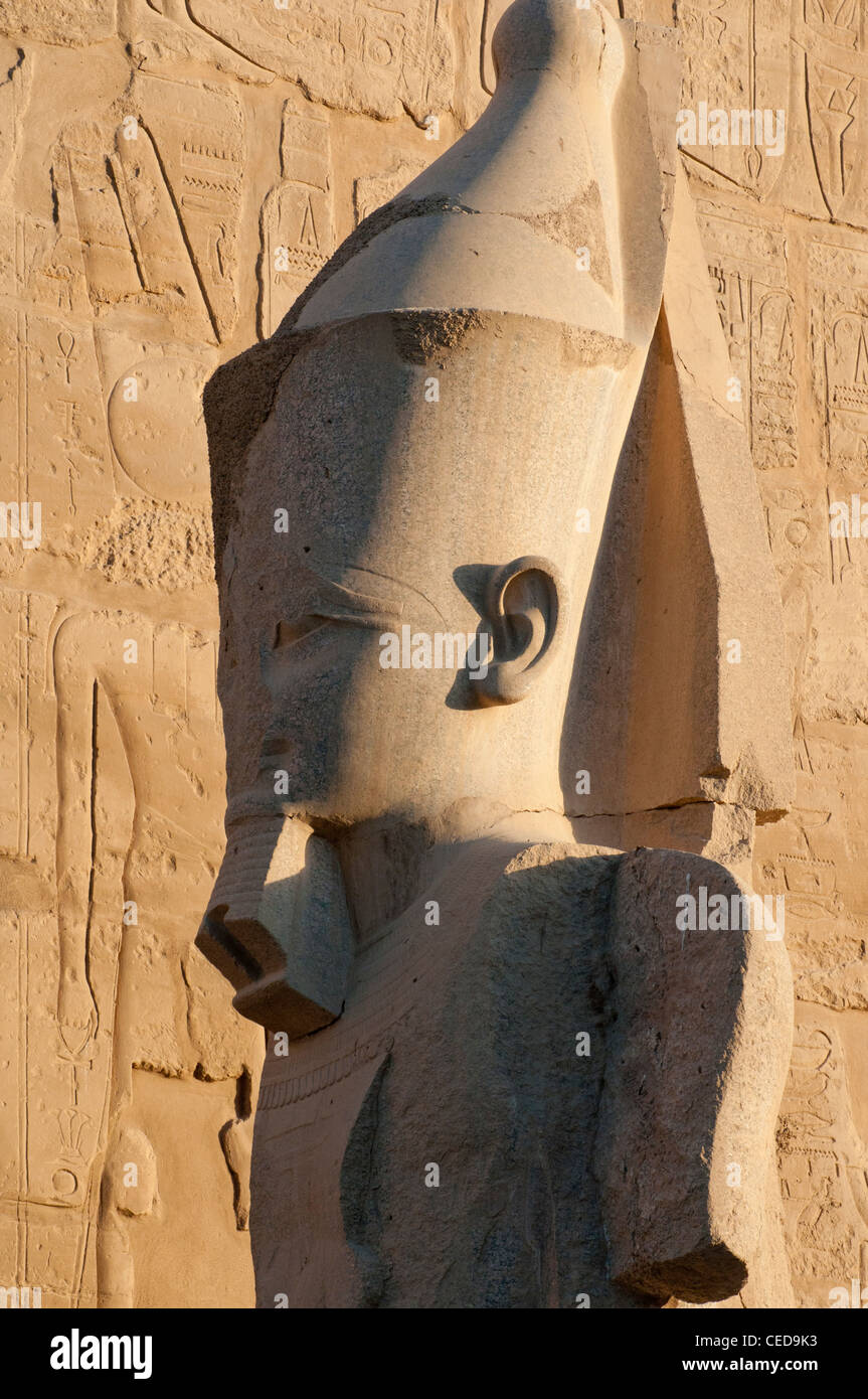 La testa di un faraone al complesso del Tempio di Karnak e Luxor Foto Stock