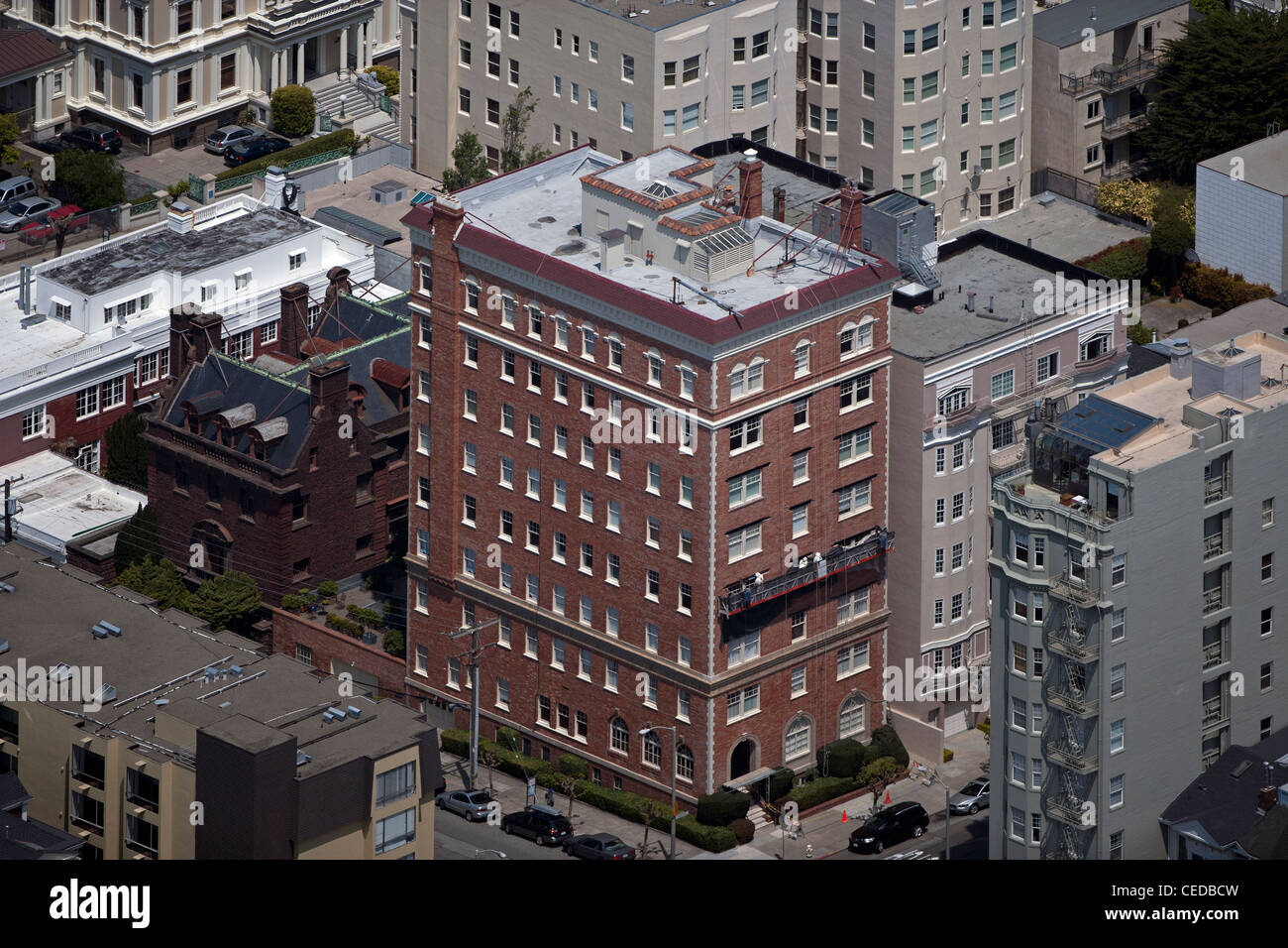 Fotografia aerea appartamento edificio Pacific Heights quartiere residenziale di San Francisco in California Foto Stock