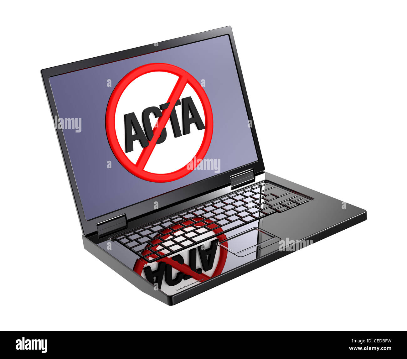 Il concetto di opposizione all'accordo commerciale ACTA all'interno di internet. Foto Stock