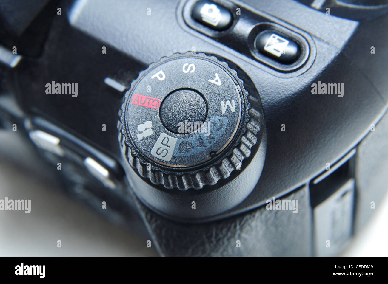 Close up dettaglio di una fotocamera nero Foto Stock