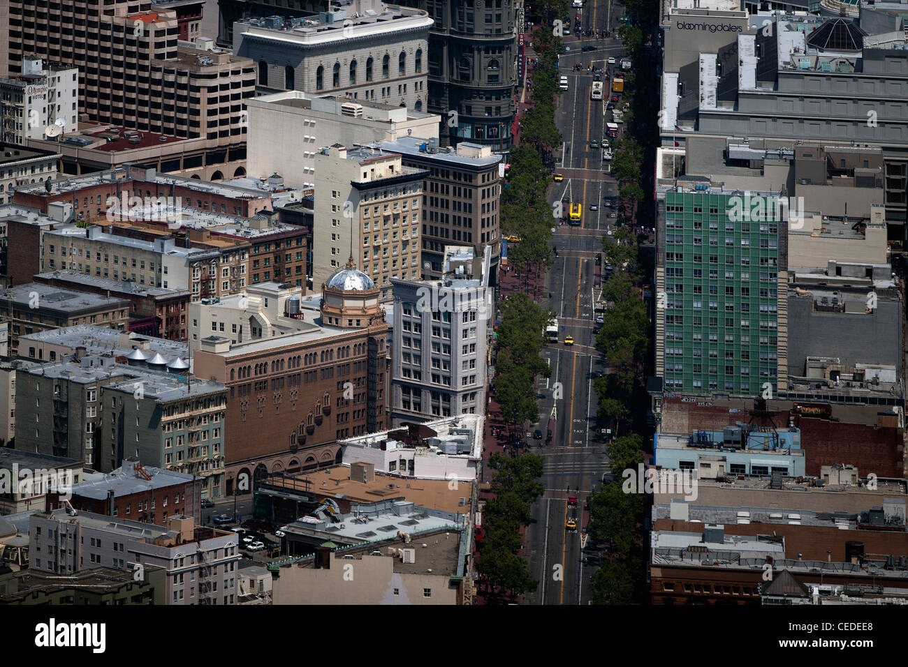 Fotografia aerea Market Street di San Francisco, California USA Foto Stock