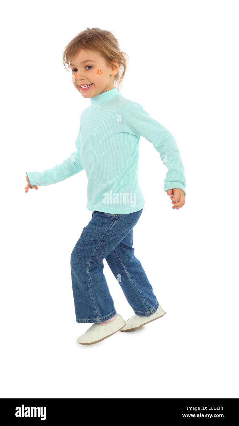 Ragazza sorridente dipinta per vacanza Passeggiate Foto Stock