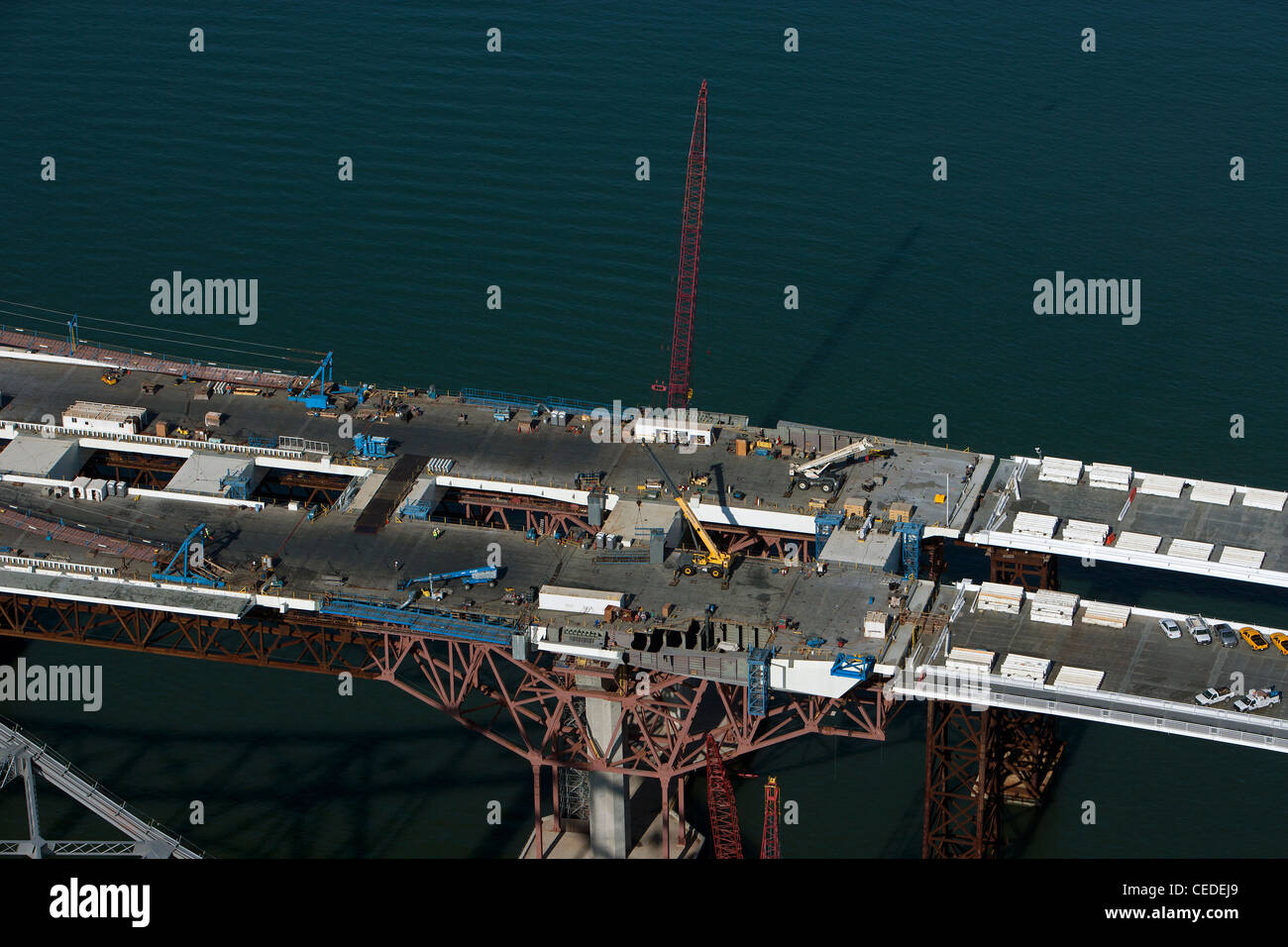 Fotografia aerea della costruzione San Francisco Oakland Bay Bridge California Foto Stock