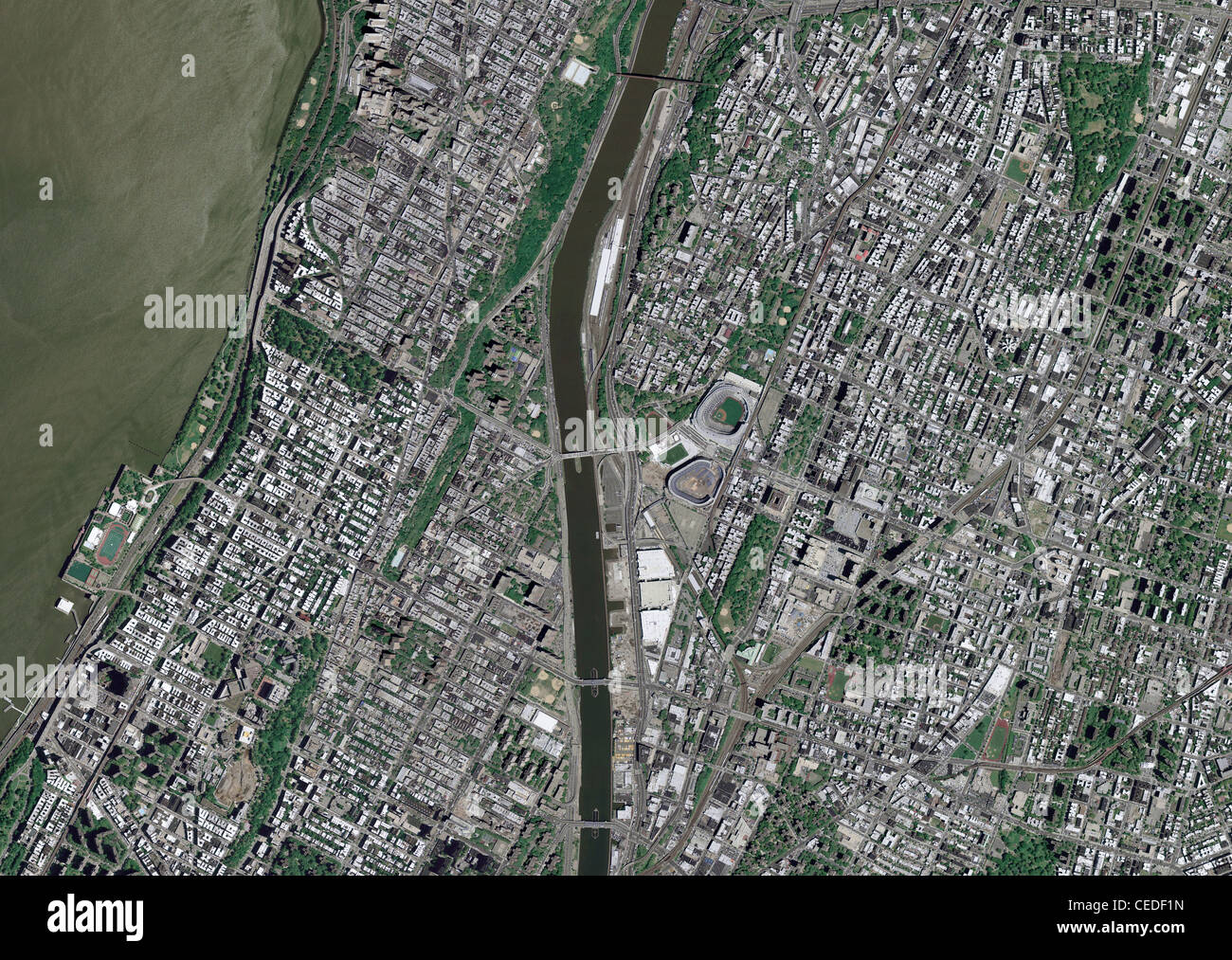 Mappa aerea vista al di sopra Harlem Bronx New York City Foto Stock