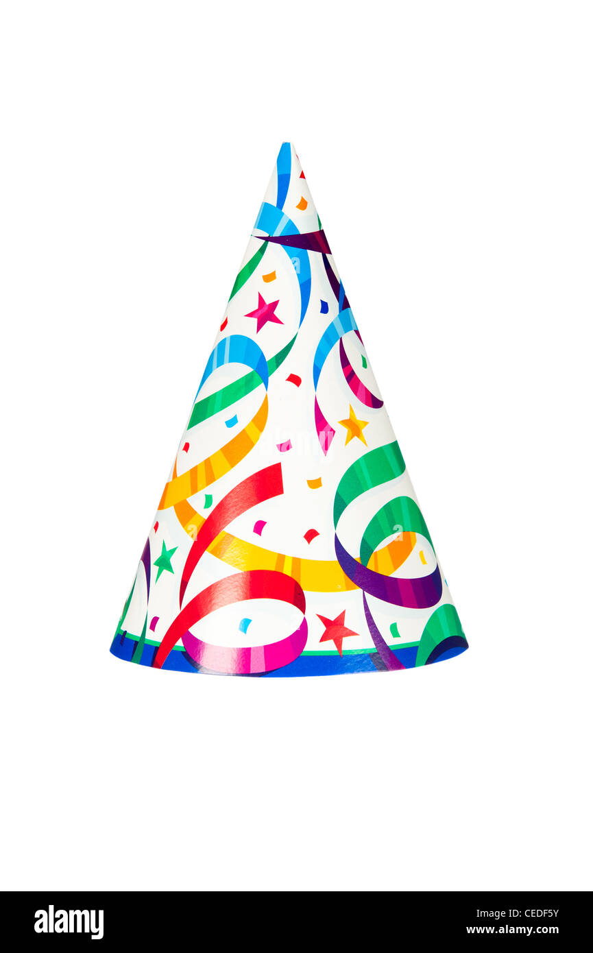 Un compleanno o un nuovo partito anni hat isolato su uno sfondo bianco Foto Stock
