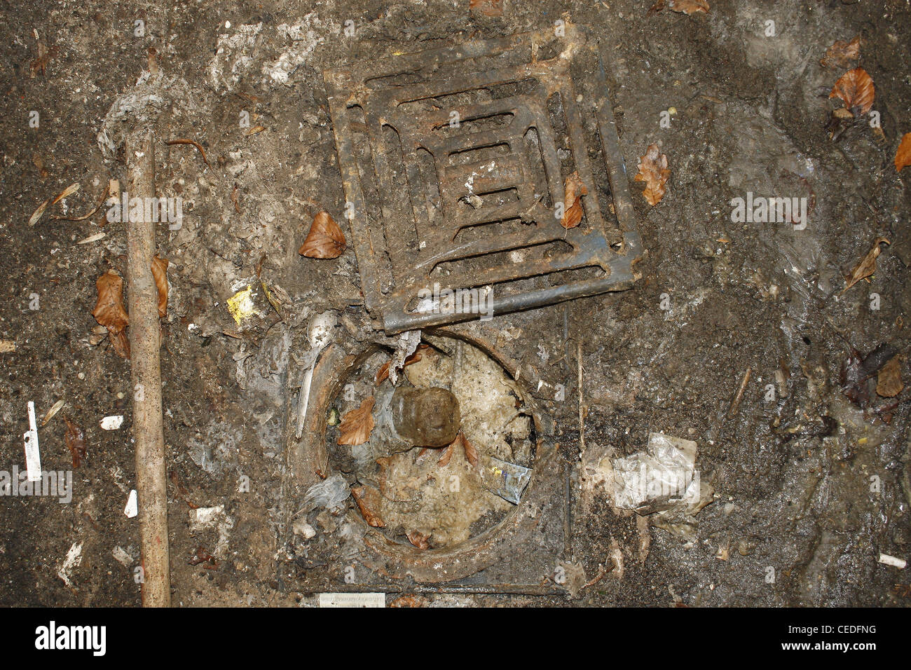 Immagine del blocco di scarico di rifiuti dietro il pub Foto Stock