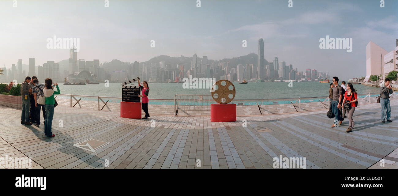 Viale delle Stelle Victoria Harbour Hong Kong Foto Stock