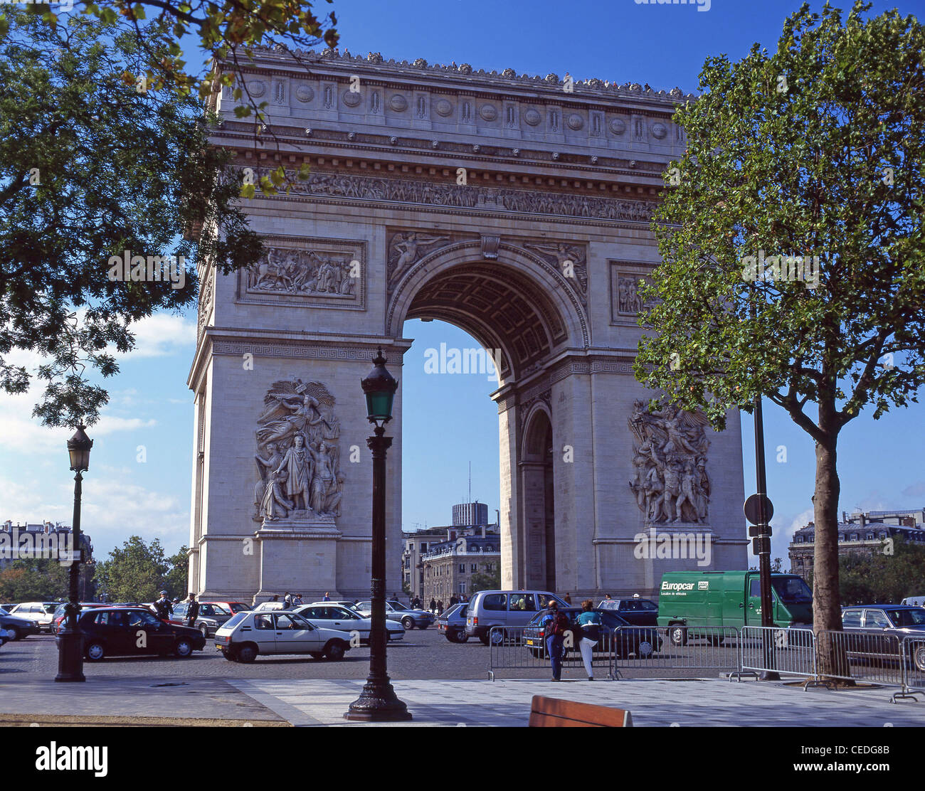 L'Arc de Triomphe e Place Charles de Gaulle di Parigi, Île-de-France, Francia Foto Stock