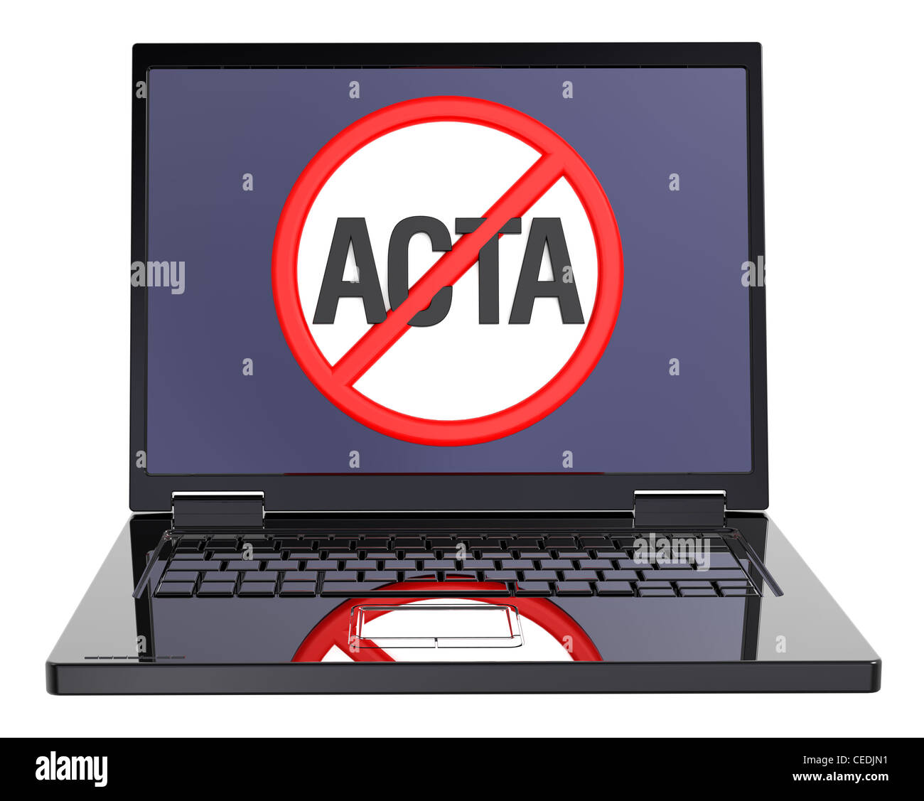 Il concetto di opposizione all'accordo commerciale ACTA all'interno di internet. Foto Stock