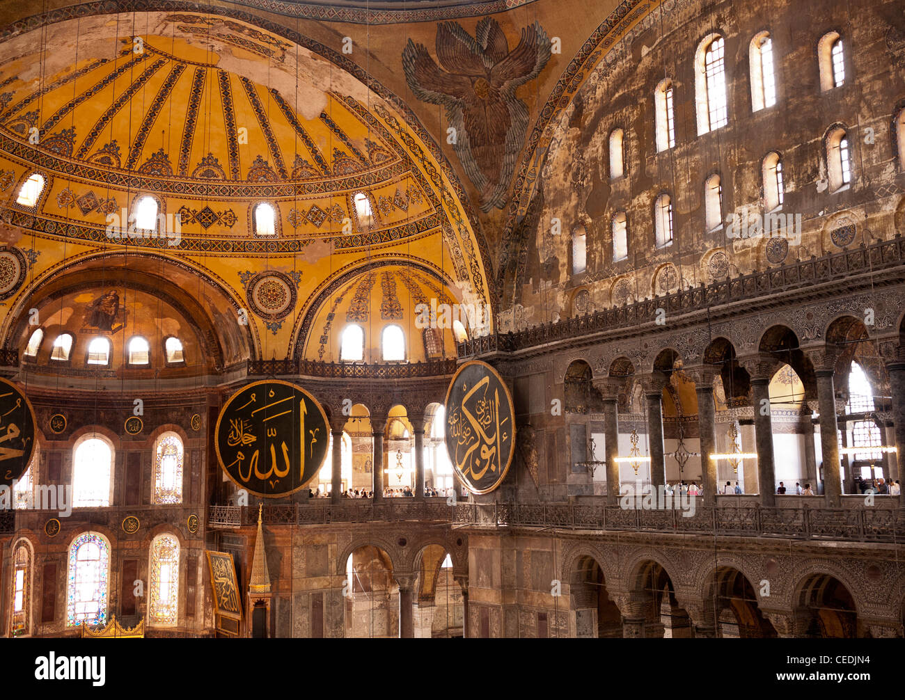 La cupola di Hagia Sophia (Aya Sofya) basilica, Sultanahmet, Istanbul, Turchia Foto Stock